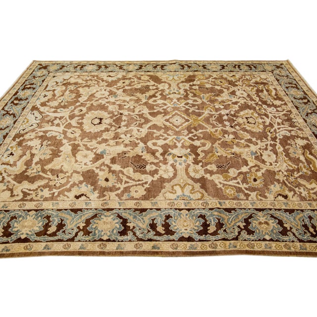 2010s 2010s Brown Modern Sultanabad Wool Rug Handmade With Allover Floral Motif For Sale - Image 5 of 7