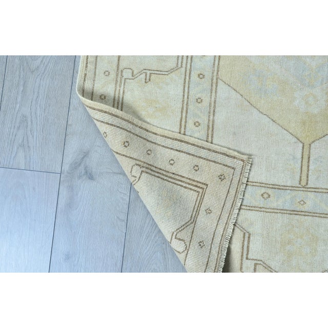 Oushak Vintage Tan Khaki Color Area Rug For Sale - Image 10 of 11
