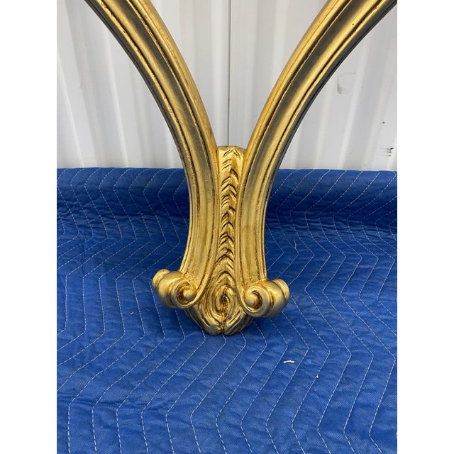 1960s Italian Rococo Carved Wood Wall Console, Restored Faux Gilt Finish For Sale - Image 4 of 9