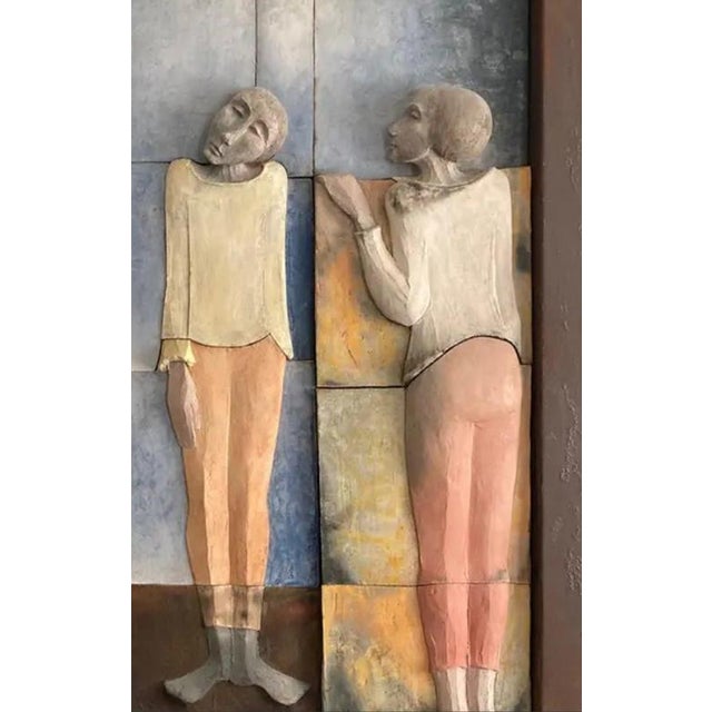 Ceramic 12-Panel Relief Wall Mural Framed in Wrou, Verdú, Spain, 2000 For Sale - Image 4 of 6