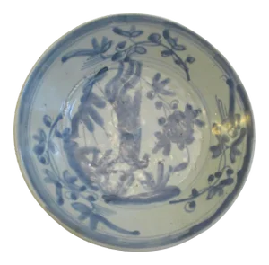 Antique Ming Blue & Celadon Porcelain Dish From Ship Salvage