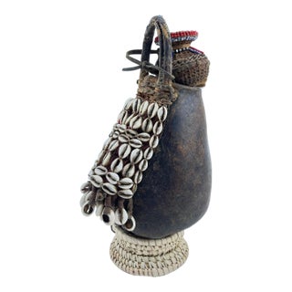 Early 20th Century Maasai Beaded Milk Leather Jug Kenya For Sale