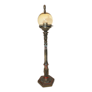 Antique Bronze Clad Glass Figural 4 Graces Putti Polychromed Electric Table Lamp