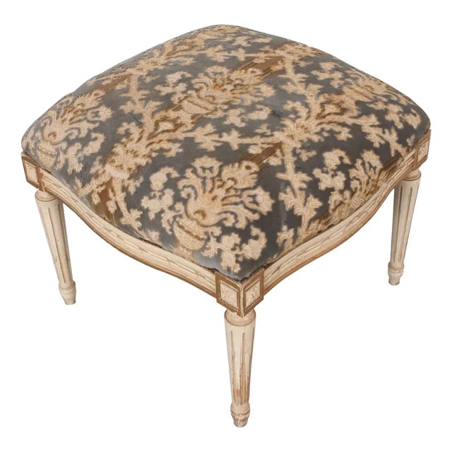 French 19th Century Louis XVI-Style Upholstered Stool For Sale