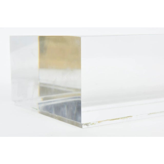 Vintage Rare Casa Bella Monumental Brass, Mirrored and Thick Lucite Two Part Box Italy For Sale - Image 9 of 12