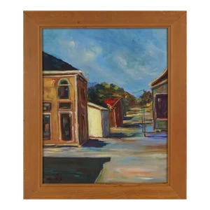 1980s Modernist Pacific Grove Landscape Painting by Deitra "Dee" Hahn Steiner, Framed