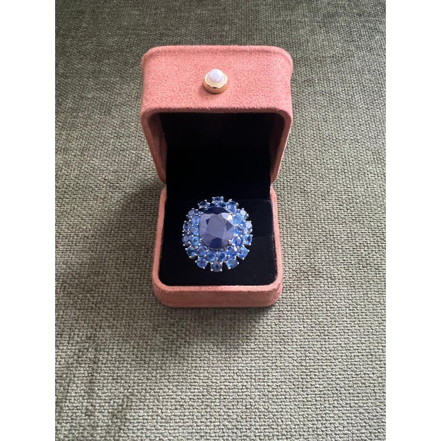 Bochic "Orient" Natural Blue MUlti Sapphire Set In 18K White Gold & Silver For Sale - Image 18 of 18