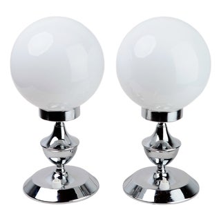 Vintage Space Age Chrome Table Lamps, 1970s, Set of 2 For Sale