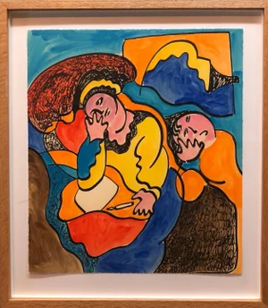 Sandro Chia, Woodblock Heliorelief with Hand Painting "Novel" Italian Post Modernist Pop Art, 1989