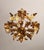 Beige Vintage Gold-Plated and Hand-Forged Florentine Pendant Lamp with Porcelain Roses, 1960s For Sale - Image 8 of 18