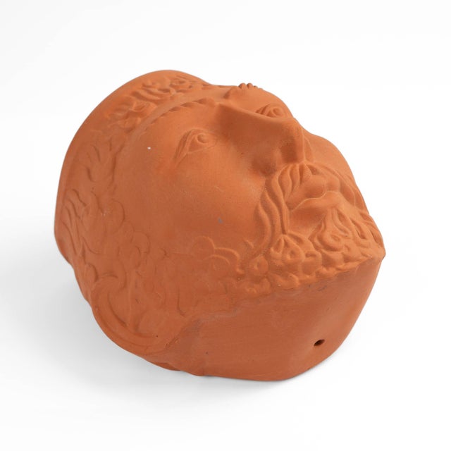 1970s Vintage Terracotta Male God Face Wall Planters by Rookes Pottery - Set of Two For Sale - Image 5 of 17