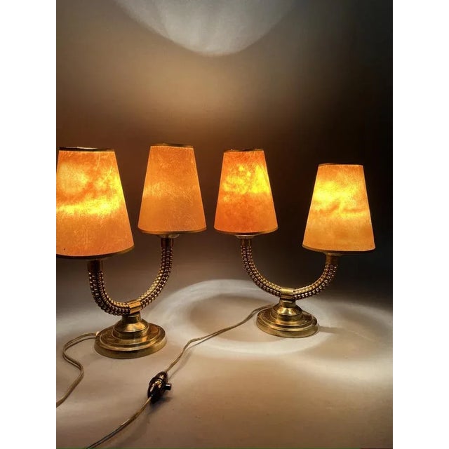 Mid-Century Modern French Lamp from Jean Boris Lacroix, 1940s, Set of 2 For Sale - Image 3 of 13