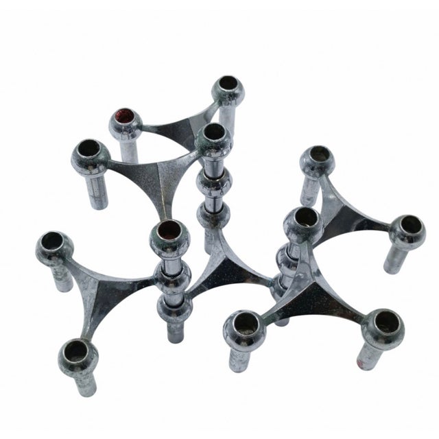 1960s Modular Candle Holders by Fritz Nagel for BMF, Germany, 1960s, Set of 6 For Sale - Image 5 of 8