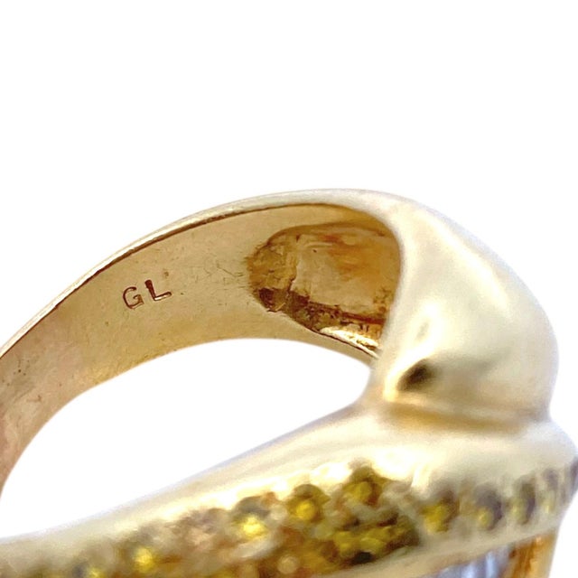 Late 20th Century Vintage 18k Gold Snake Style Yellow and White Diamond Ring, Size 8.5 For Sale - Image 9 of 9
