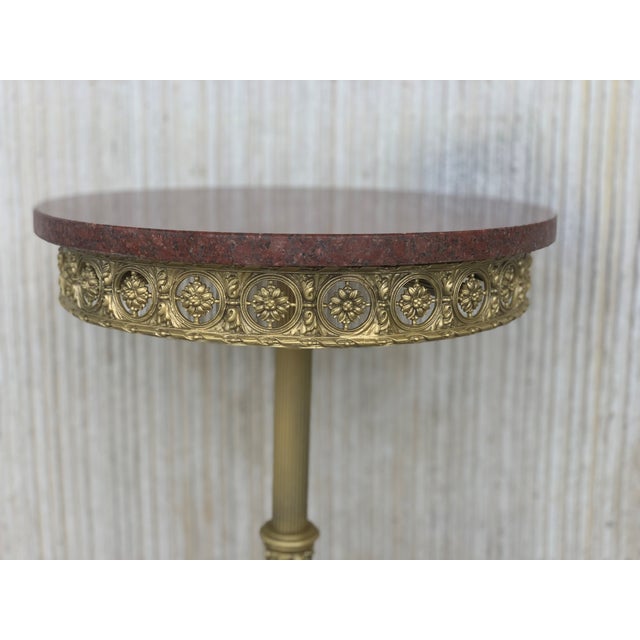 19th Spanish Bronze and Brass Gilted Side Table With Red Marble Top For Sale - Image 6 of 10