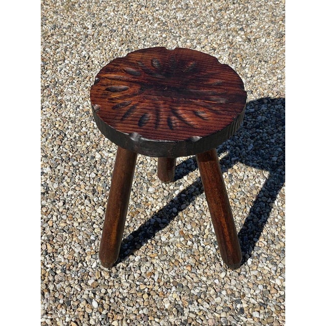 Vintage French Farmhouse Milking Stool on Tripod Legs For Sale - Image 12 of 14