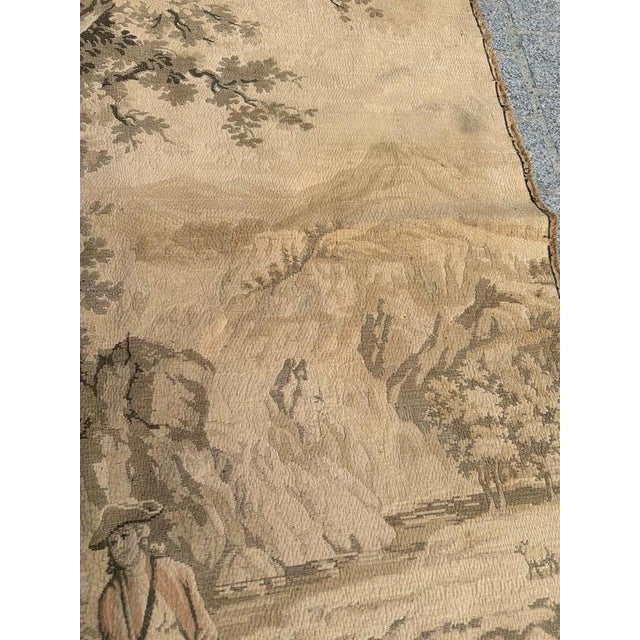 Antique French Jacquard Tapestry with Shepherds in the style of Aubusson, 1920s For Sale - Image 13 of 18