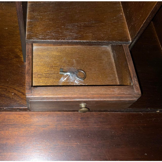 1970s Mahogany Queen Ann Style Slant Front Writing Desk For Sale - Image 9 of 13