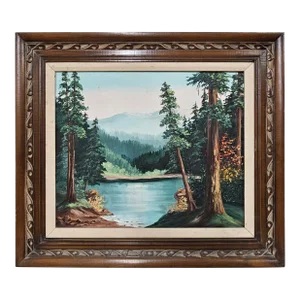 Mountain Lake Landscape Oil Painting by Muriel Alvarez
