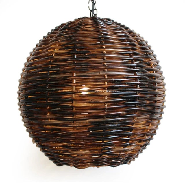 2020s Burnt Bamboo Globe Pendant Light Large For Sale - Image 5 of 10