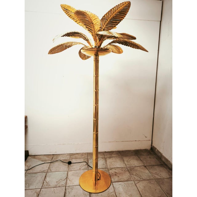 Vintage 12-Light Palm Floor Lamp in Brass, 1970s For Sale - Image 11 of 18