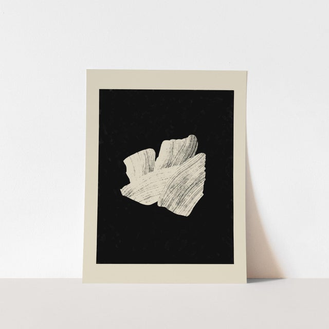 Abstract open edition giclee print by artist Anna Pepe, 20"x28" Elegant beige abstract forms on black background. Printed...