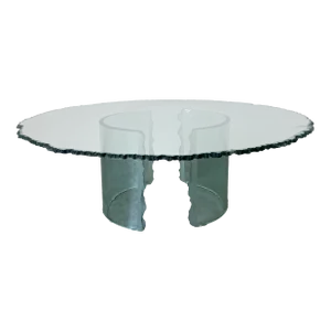 1980's Danny Lane - Style Sculptural Art Hand Carved Glass Coffee Table