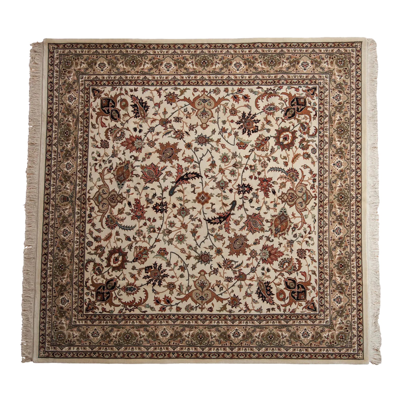 New Indian Isfahan Design Square Rug - 7'10