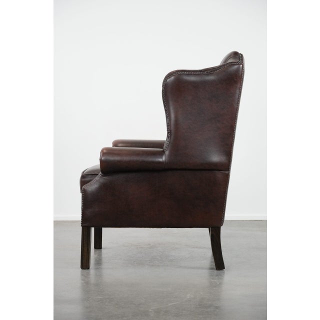 1990s English Brown Cowhide Chesterfield Armchair For Sale - Image 5 of 13