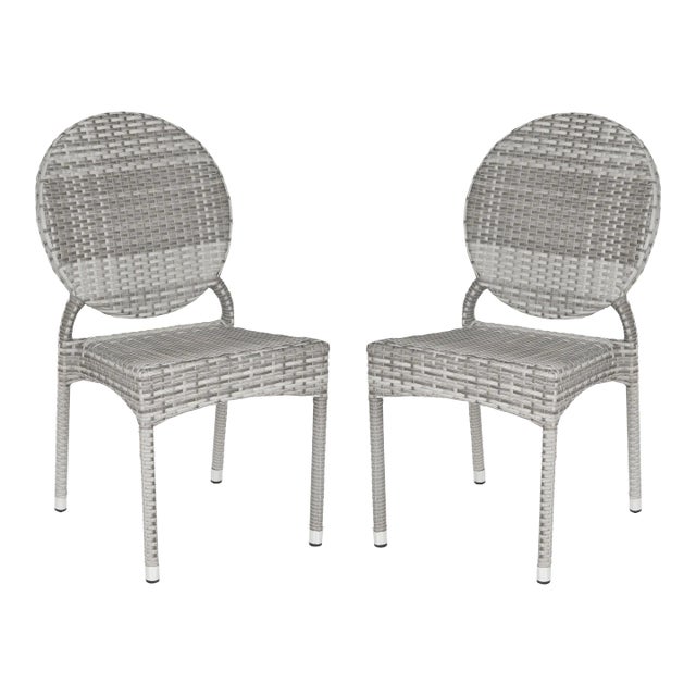 Indoor-Outdoor Stacking Side Chair in Grey - a Pair For Sale