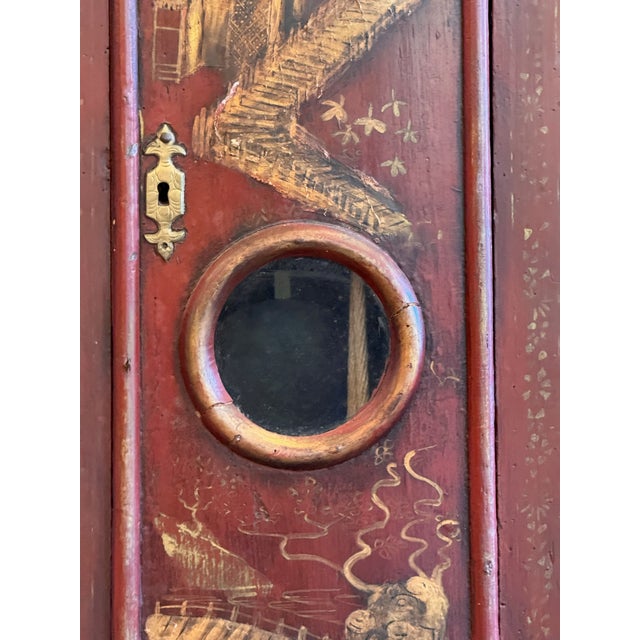 Wood 18th Century George II Red Chinoiserie Clock For Sale - Image 7 of 12