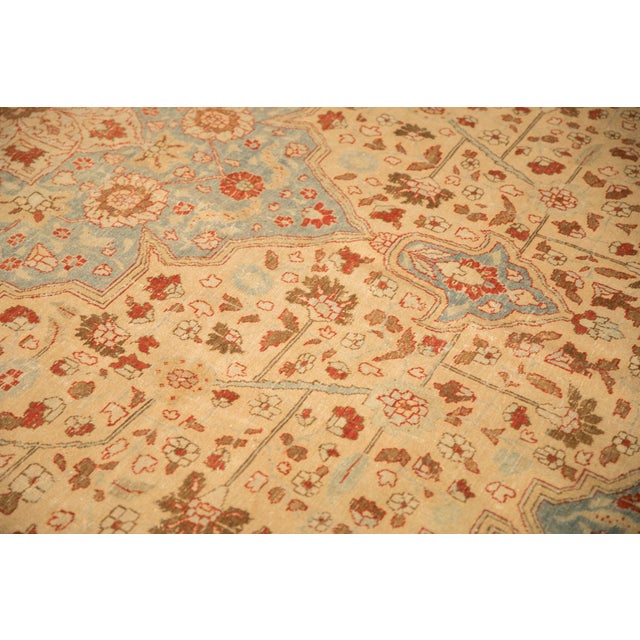 Ivory Vintage Distressed Tabriz Square Carpet - 11'8" x 13' For Sale - Image 8 of 11