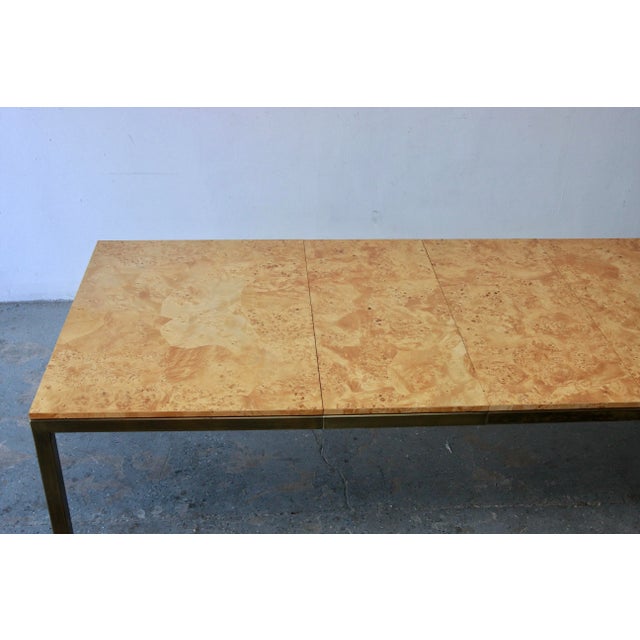 Tomlinson 1970s Tomlinson Postmodern / Mid Century Olive Burl Wood & Brass Dining Table For Sale - Image 4 of 8