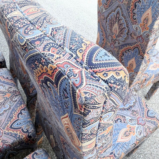 Orange Postmodern Blue and Orange Parsons Dining Chairs by Preview - Set of 6 For Sale - Image 8 of 12