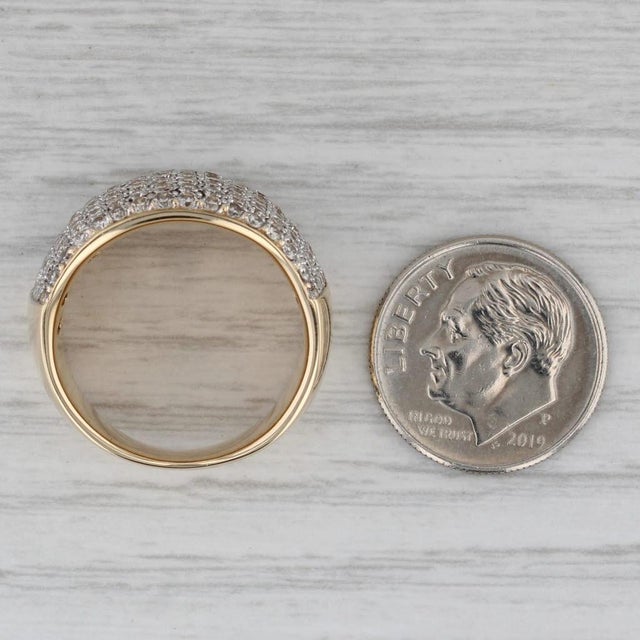 Gold 1.40ctw Pave Diamond Ring 14k Yellow Gold Size 7.25 Cocktail For Sale - Image 8 of 8