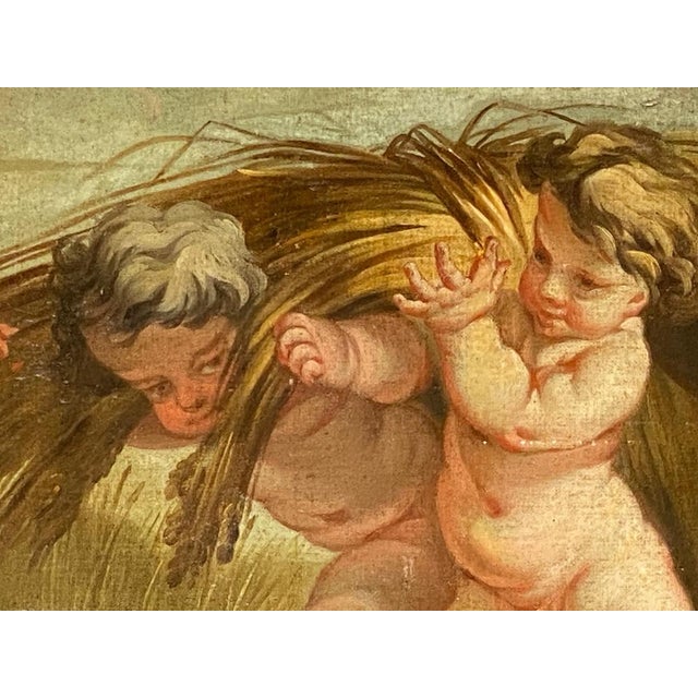 French Artist, Cherubs, 18th Century, Large Oil on Canvas Paintings, Set of 2 For Sale - Image 12 of 18
