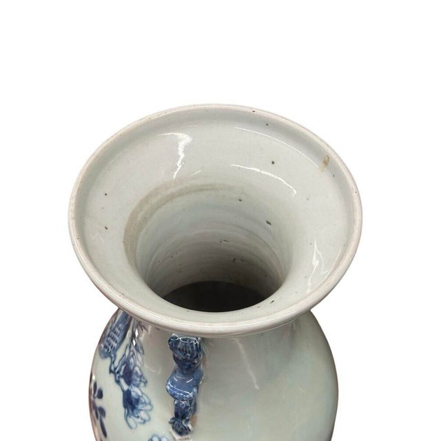 Pair of Late 19th Century Chinese Blue & Celadon Vases With Handles For Sale - Image 12 of 12