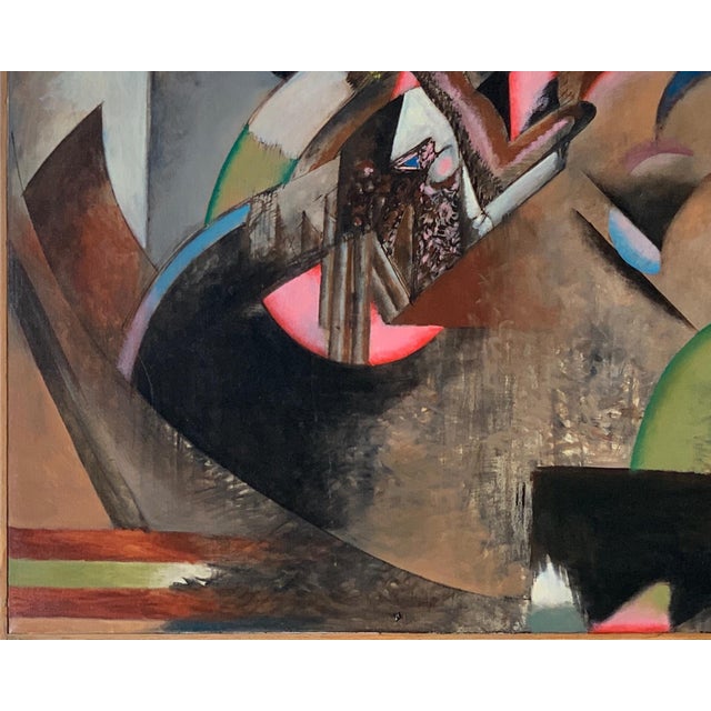 Abstract 1985 "Victor Arrangements" Abstract Oil Painting Fine Artist Bill Shields For Sale - Image 3 of 7