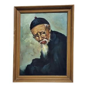 Oil Painting Portrait of a Chinese Man Scholar From Hong Kong