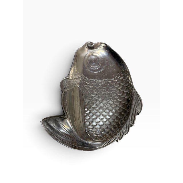 Mexican Vintage Hand-Cast Mexican Pewter Koi Fish Platter - Guadalajara For Sale - Image 3 of 7