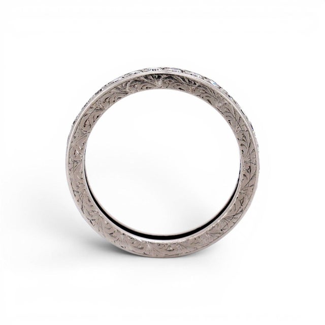 Antique Art Deco Platinum Full Eternity Band — 1.50ct Diamonds | Circa 1920, Size 6.75 For Sale - Image 4 of 6
