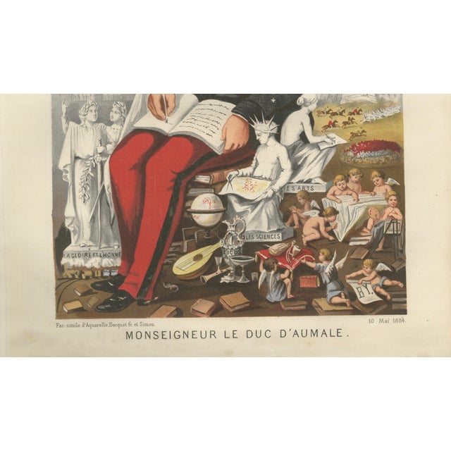 After A. Bisetsky, Monseigneur the Duke of Aumale, French Caricature, 1884, Chromolithograph For Sale - Image 6 of 10