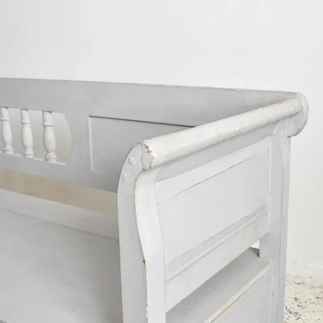 Hungarian Pale Grey Bench, 1950s For Sale - Image 4 of 9