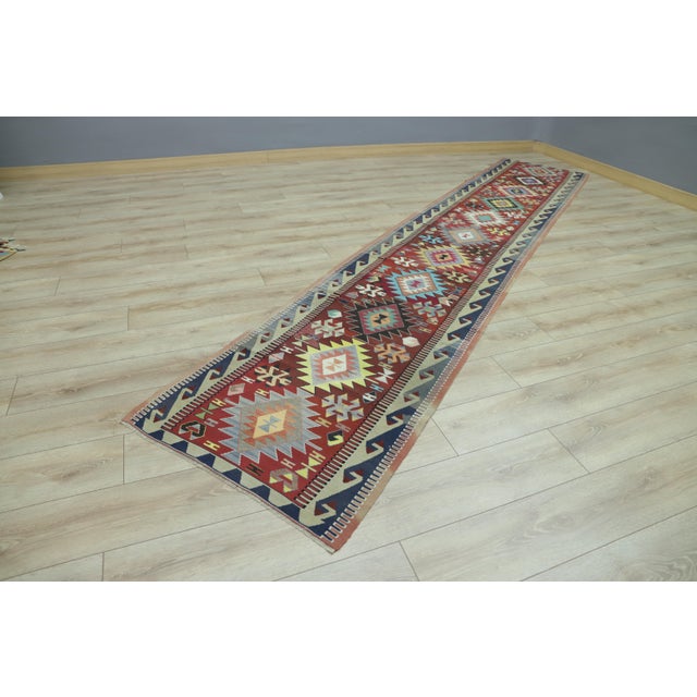Size: 2.6 x 13.4 ft ( 80 x 410 cm) 31 x 161 inches Color: Organic Natural Dye ( Red,Beige,Navy Blue,Yellow ) Material:...