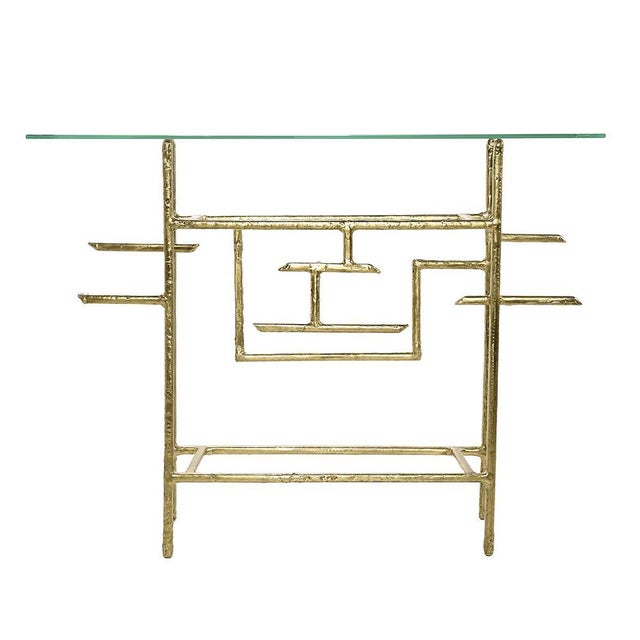 Gold Console in Brass by Henri Fernandez For Sale - Image 8 of 8