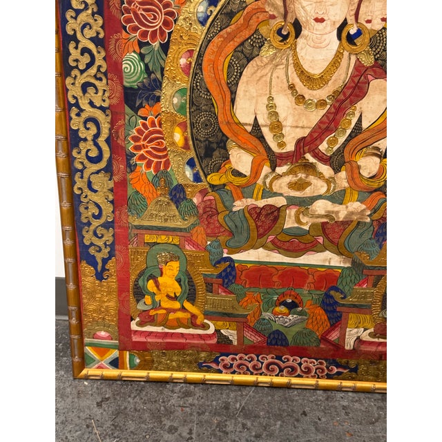 Tibetan Buddhist Sarvavid Mahavairocana Thangka Painting, Framed For Sale - Image 10 of 12