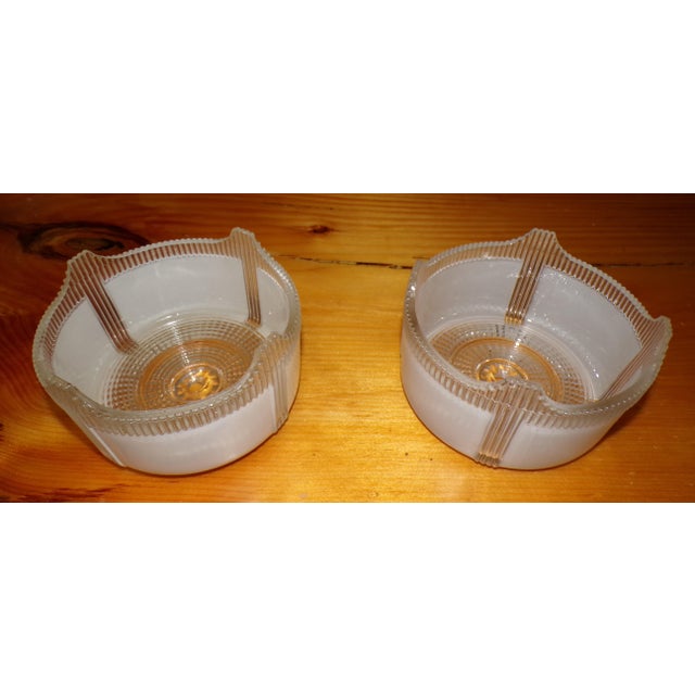 Vintage Art Deco Round Ceiling Light Fixture Milk & Clear Glass Shade For Sale - Image 13 of 18