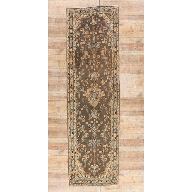 Vintage Earth-Tone Persian Hamadan Rug Runner, 03'11 X 13'02. For Sale - Image 10 of 10