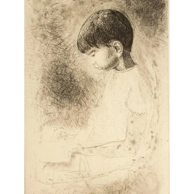 1940s Louis Bastin, Study of a Boy, Etching on Paper, Framed For Sale - Image 5 of 11