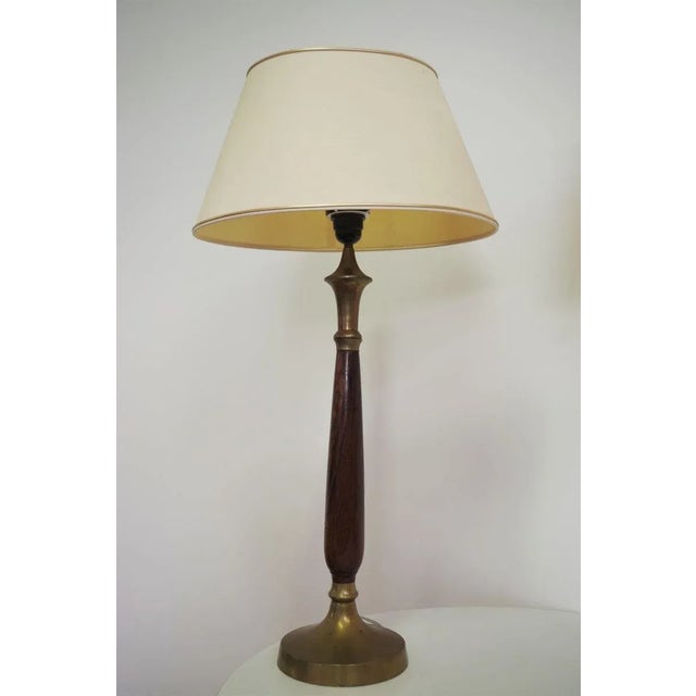 Mahogany, Brass & Cotton Hats Tale Lamps from Abat Jour, 1950s, Set of 2 For Sale - Image 18 of 18